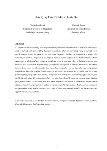 Identifying Fake Profiles in LinkedIn